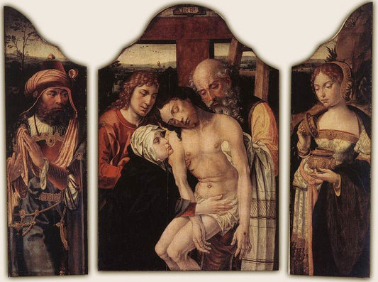 Triptych: The Deposition, vintage artwork by Pieter Coecke van Aelst, A3 (16x12") Poster Print