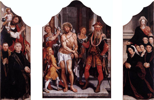 Triptych with Ecce Homo, vintage artwork by Maerten van Heemskerck, A3 (16x12") Poster Print
