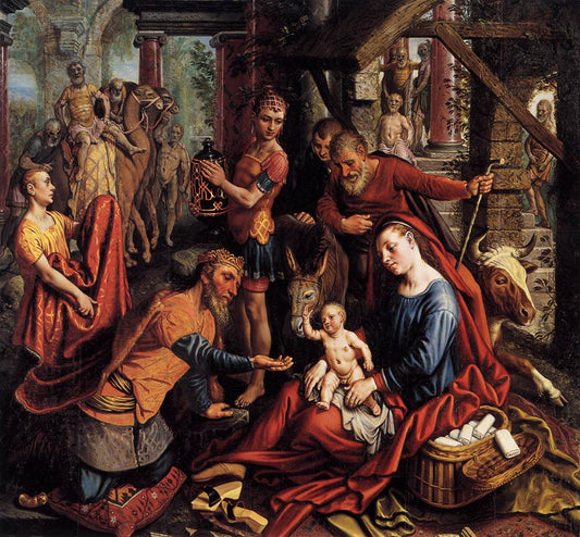 Triptych with the Adoration of the Magi (central panel), vintage artwork by Pieter Aertsen, A3 (16x12") Poster Print