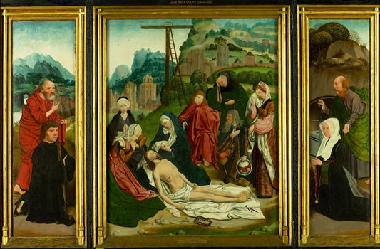 Triptych with the Lamentation, vintage artwork by Jan Mostaert, A3 (16x12") Poster Print