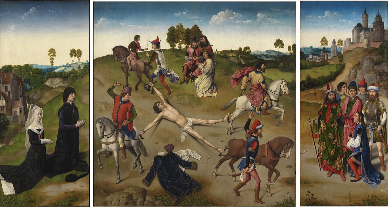 Triptych with the Martydom of Saint Hippolytus, vintage artwork by Dieric Bouts, A3 (16x12") Poster Print