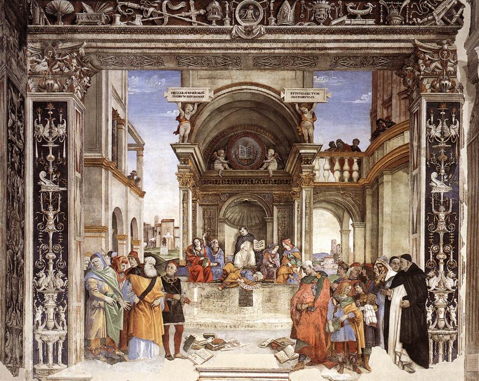 Triumph of St Thomas Aquinas over the Heretics, vintage artwork by Filippino Lippi, A3 (16x12") Poster Print