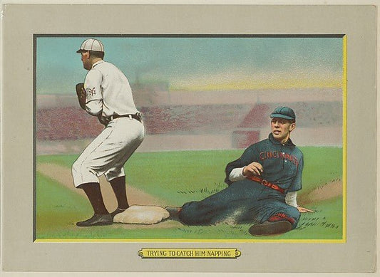 :Trying to Catch Him Napping from Turkey Red Cabinets c1911-16x12"(A3) Poster