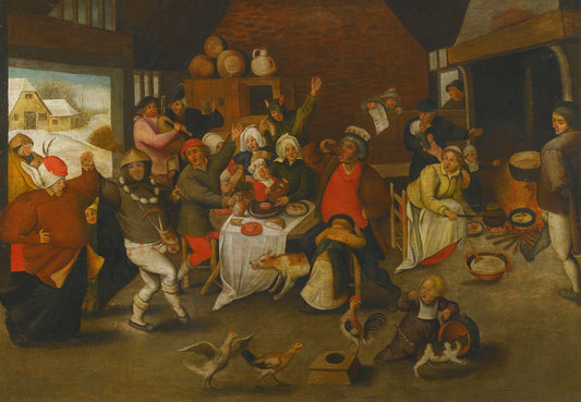 Twelfth Night, vintage artwork by Pieter Brueghel the Younger, A3 (16x12") Poster Print