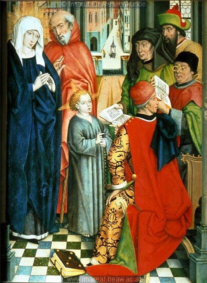 Twelve Year Old Jesus in the Temple (panel from the Twelve Apostles Altarpiece), vintage artwork by Friedrich Herlin, A3 (16x12") Poster Print