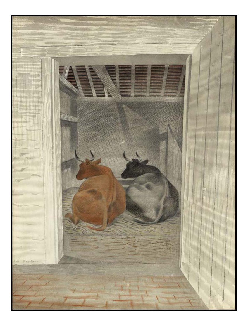 Two Cows 1935 by Eric Ravilious, A4 size (8.27 × 11.69 inches) Poster