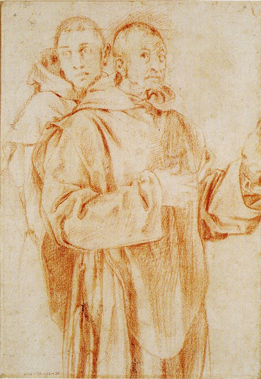 Two Monks Standing, vintage artwork by Pontormo, A3 (16x12") Poster Print