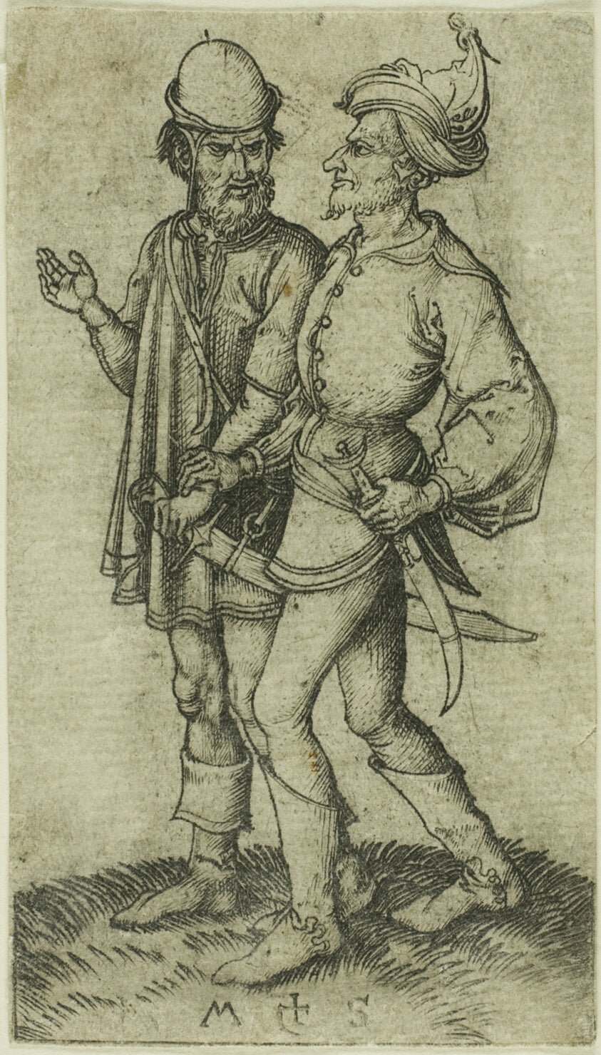Two Moors in Conversation by  Martin Schongauer, 23x16"( A2 size ) Poster Print