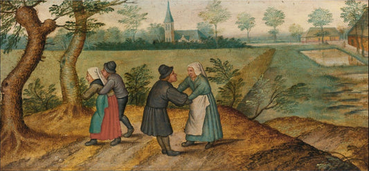 Two Peasant Couples, vintage artwork by Pieter Brueghel the Younger, A3 (16x12") Poster Print