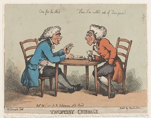 Two Penny Cribbage October 1, 1810-Thomas Rowlandson, After Ge, vintage art, A3 (16x12") Poster Print
