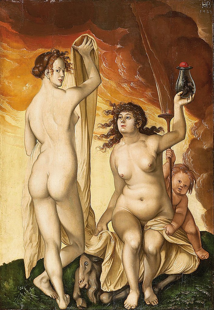 Two Witches, vintage artwork by Hans Baldung, A3 (16x12") Poster Print
