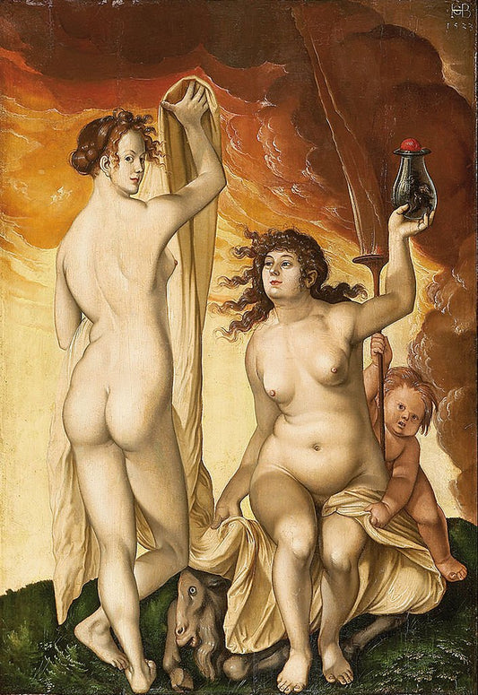 Two Witches, vintage artwork by Hans Baldung, A3 (16x12") Poster Print