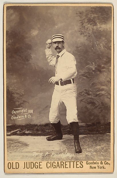 :Tyng Pitcher Philadelphia from the series Old Judge Cigarettes 1888, vintage artwork, 16x12"(A3) Poster Print