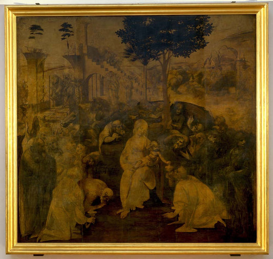 adoration of magi by Leonardo da Vinci, 1480-81, 12x8" (A4) Poster