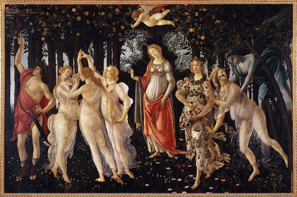 la primavera (spring) by Botticelli Filipepi, 1481-82, 12x8" (A4) Poster