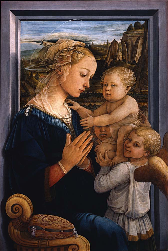 madonna and child with two angels by Filippo L. Lippi, 12x8" (A4) Poster