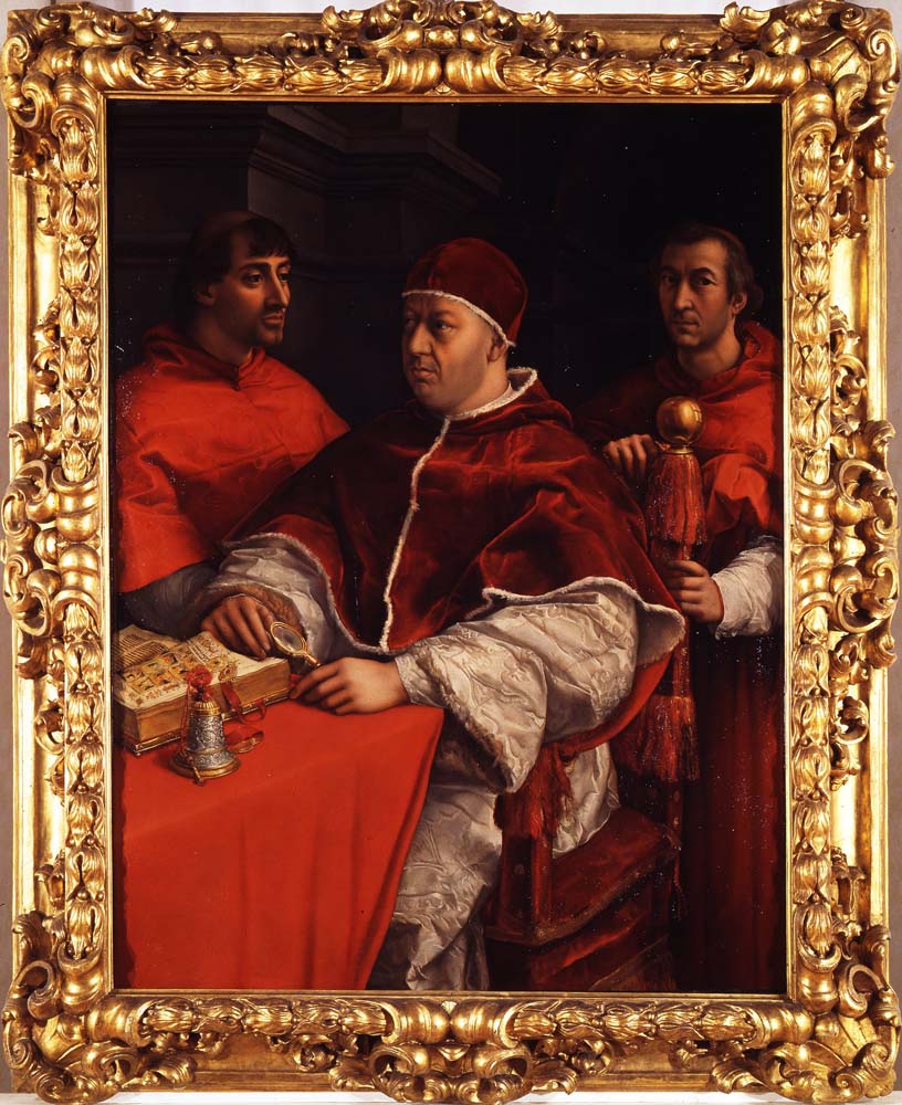 pope leo x with cardinals giulio de medici by Raphael, 12x8" (A4) Poster