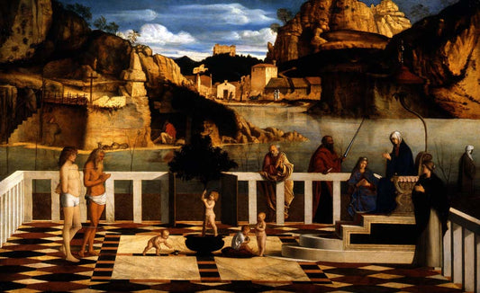 sacred allegory by Giovanni B. Bellini, 1490-99, 12x8" (A4) Poster