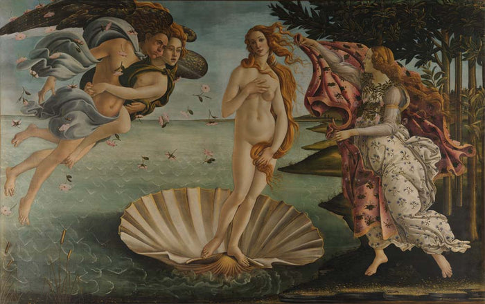 the birth of venus by Sandro Botticelli, 1483-85, 12x8