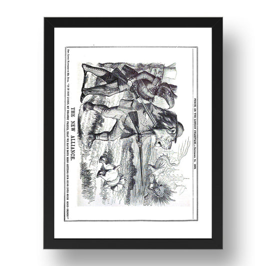 Uk Lion French Rooster Chinese Dragon 2nd Opium War 1859, vintage historic poster in 17x13"(A3) Frame