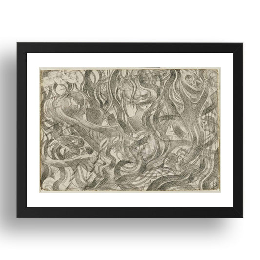 Umberto Boccioni: States of Mind The Farewells, modernist artwork, A3 Size Reproduction Poster Print in 17x13" Black Frame