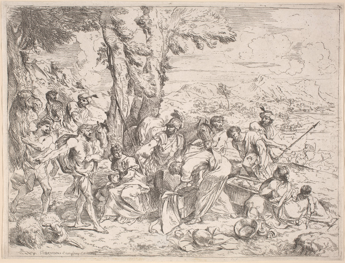 Rachel Concealing Laban's Idols by Giovanni Benedetto Castiglione (Italian, 1609 or before - 1664), 16X12"(A3)Poster Print