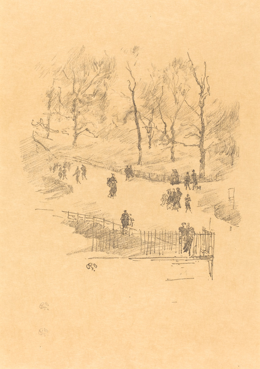 Kensington Gardens by James McNeill Whistler (American, 1834 - 1903), 16X12"(A3)Poster Print
