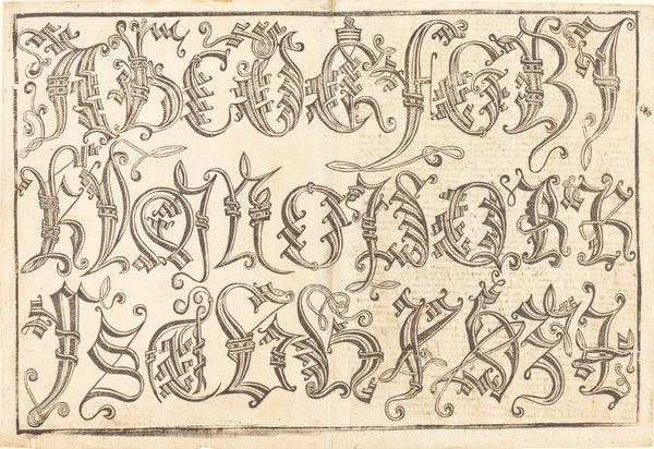 1480/1490 by German 15th Century (Ornamental Alphabet), 16X12"(A3)Poster Print