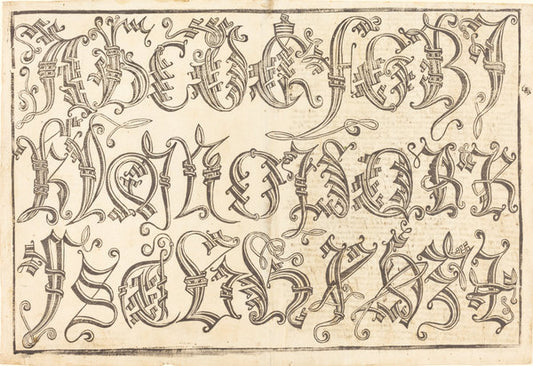 1480/1490 by German 15th Century (Ornamental Alphabet), 16X12"(A3)Poster Print