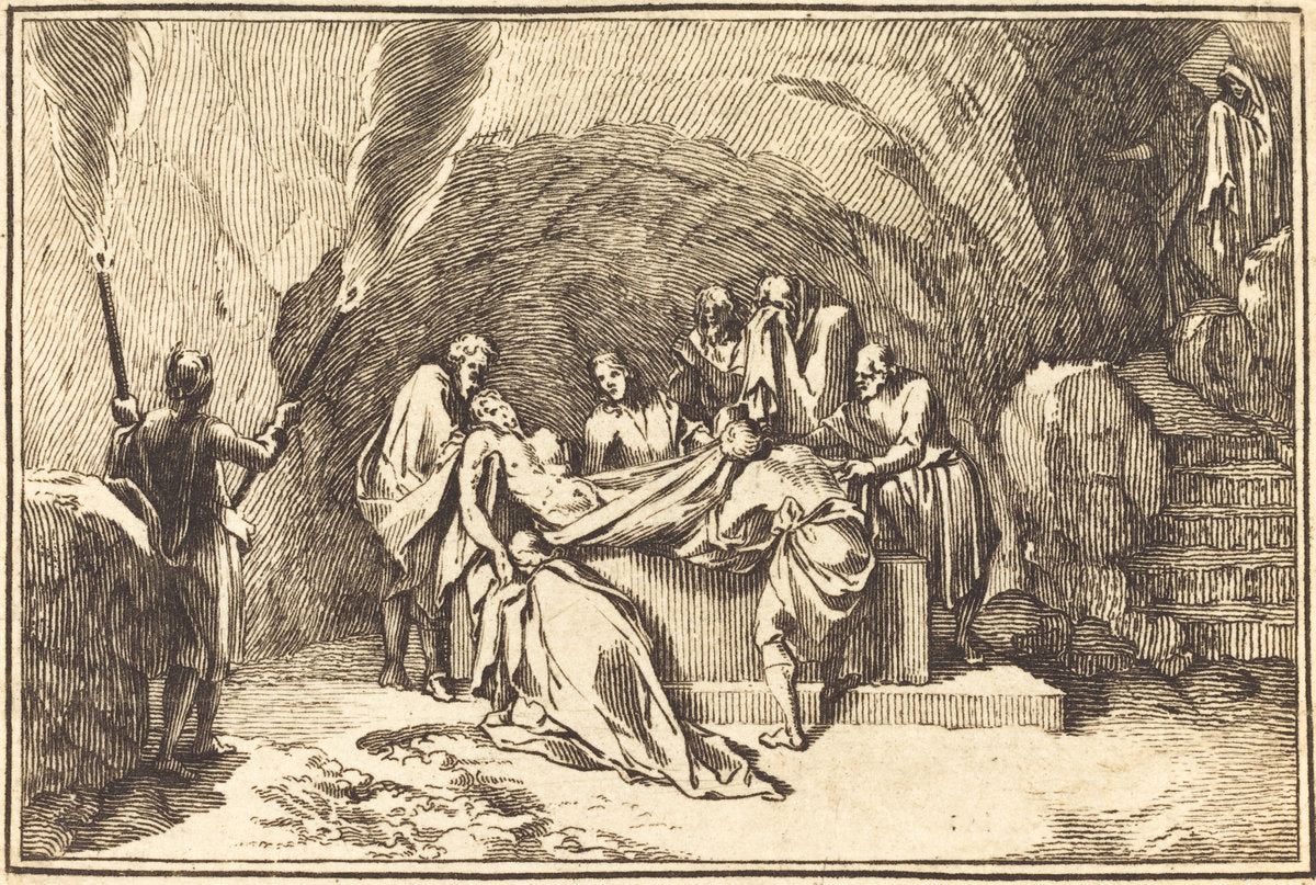 engraving by after Sébastien Le Clerc I (The Entombment), 16X12"(A3)Poster Print