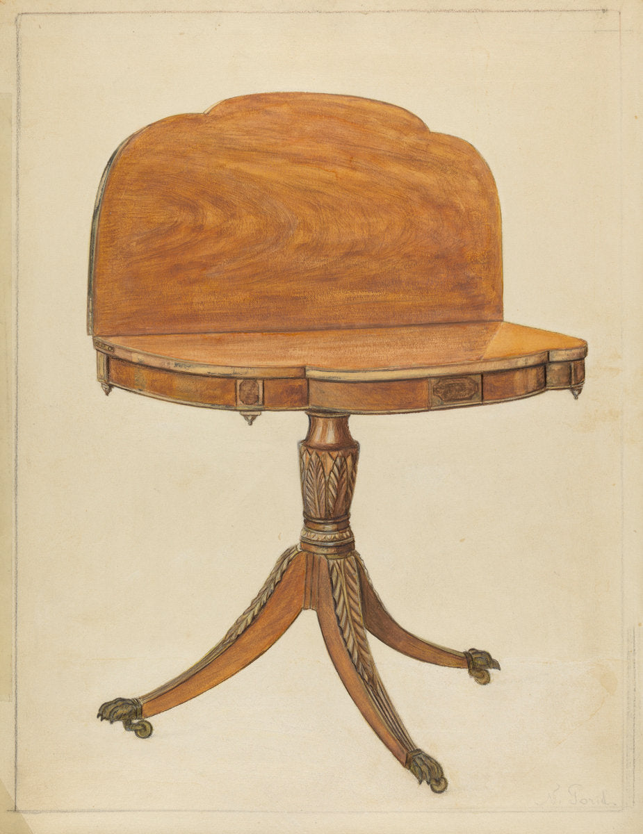 Card Table by Nicholas Gorid (American, active c. 1935), 16X12"(A3)Poster Print