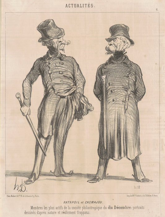 Ratapoil et Casmajou by Honoré Daumier (French, 1808 - 1879), 16X12"(A3)Poster Print