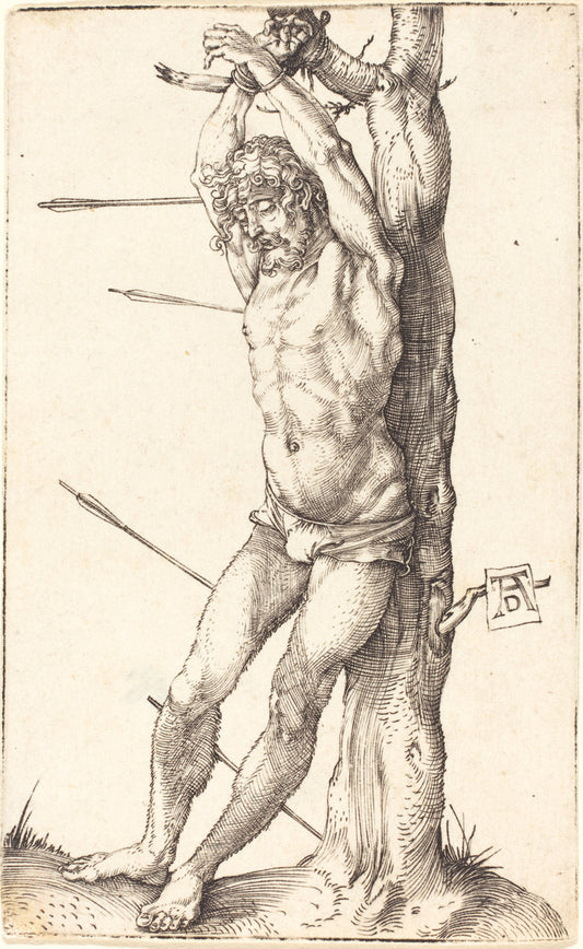 Saint Sebastian Bound to the Tree by Albrecht Dürer (German, 1471 - 1528), 16X12"(A3)Poster Print
