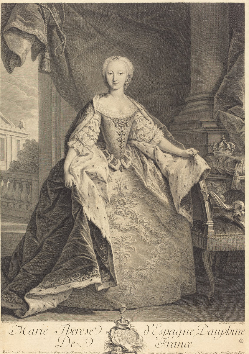 Marie Therese of Spain, Dauphine of France by Nicolas de Larmessin IV after Jean-Baptiste Van Loo (French, 1684 - 1753 or 1755), 16X12"(A3)Poster Print