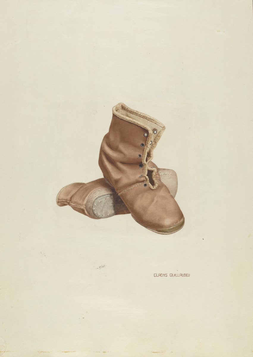 Child's Shoes by Gladys M. Guillaudeu (American, active c. 1935), 16X12"(A3)Poster Print
