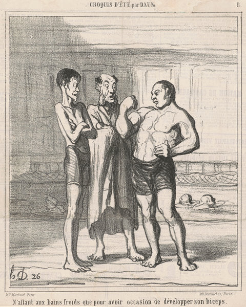 N'allant aux bains froids que ... by Honoré Daumier (French, 1808 - 1879), 16X12"(A3)Poster Print