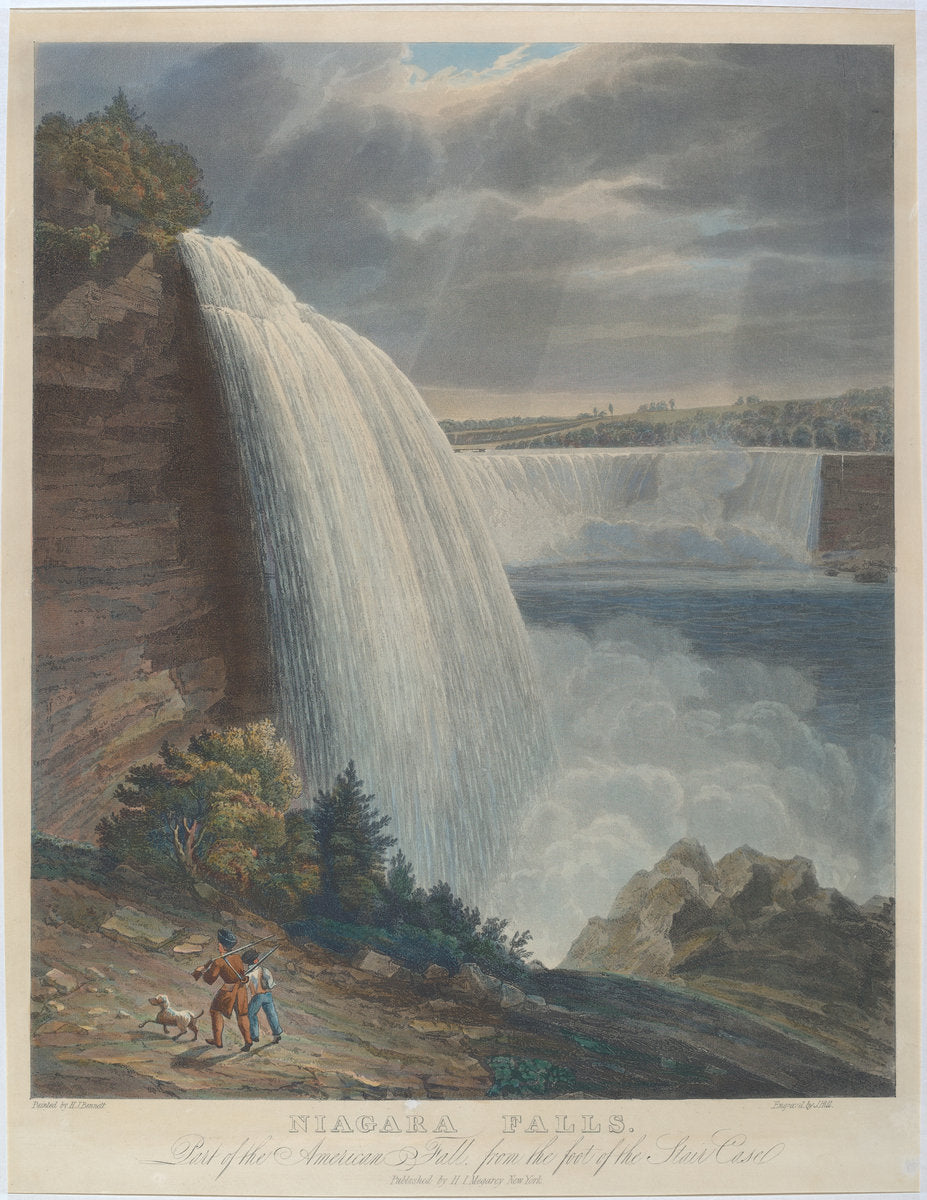 Niagara Falls from Foot of Staircase by John Hill, after William James Bennett (American, born England, 1770 - 1850), 16X12"(A3)Poster Print