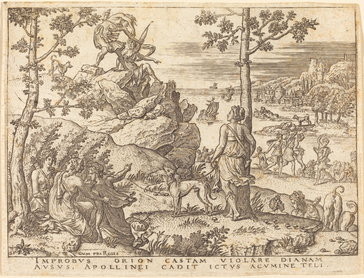 Orion Killed by Apollo by Etienne Delaune (French, 1518/1519 - 1583), 16X12"(A3)Poster Print