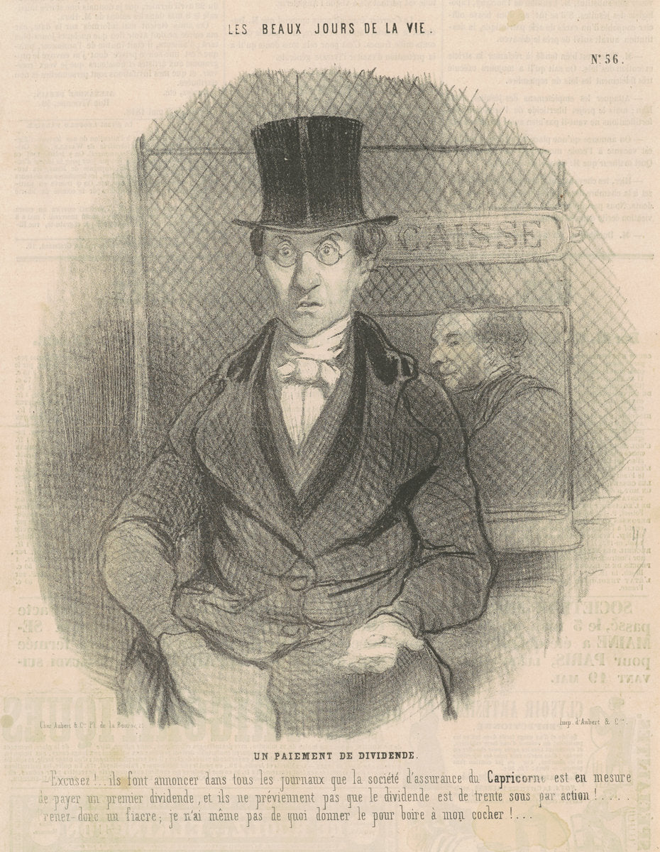 Un paiement de dividende by Honoré Daumier (French, 1808 - 1879), 16X12"(A3)Poster Print