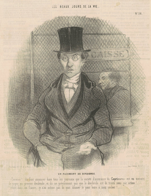 Un paiement de dividende by Honoré Daumier (French, 1808 - 1879), 16X12"(A3)Poster Print