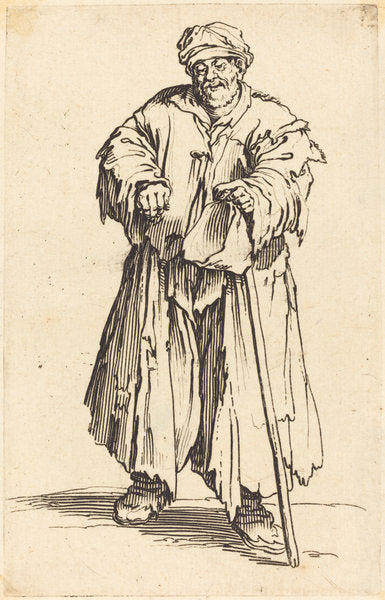 Fat Beggar with Eyes Cast Down by Jacques Callot (French, 1592 - 1635), 16X12"(A3)Poster Print