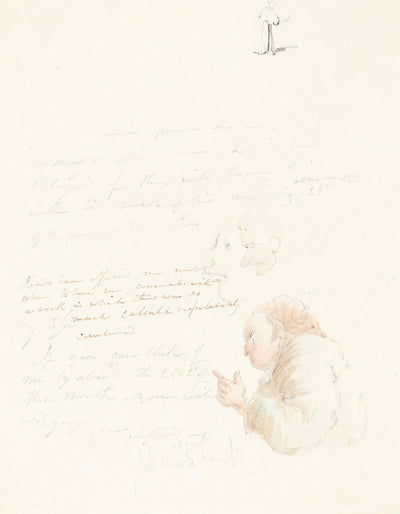 Half-Length of a Lawyer and Other Sketches by George Cruikshank (British, 1792 - 1878), 16X12"(A3)Poster Print