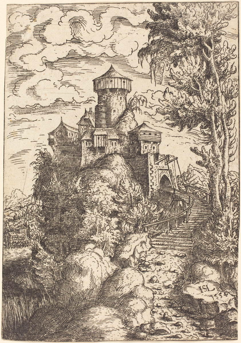Landscape with a Fortress and Big Stairway by Hanns Lautensack (German, 1524 - 1561/1566), 16X12"(A3)Poster Print