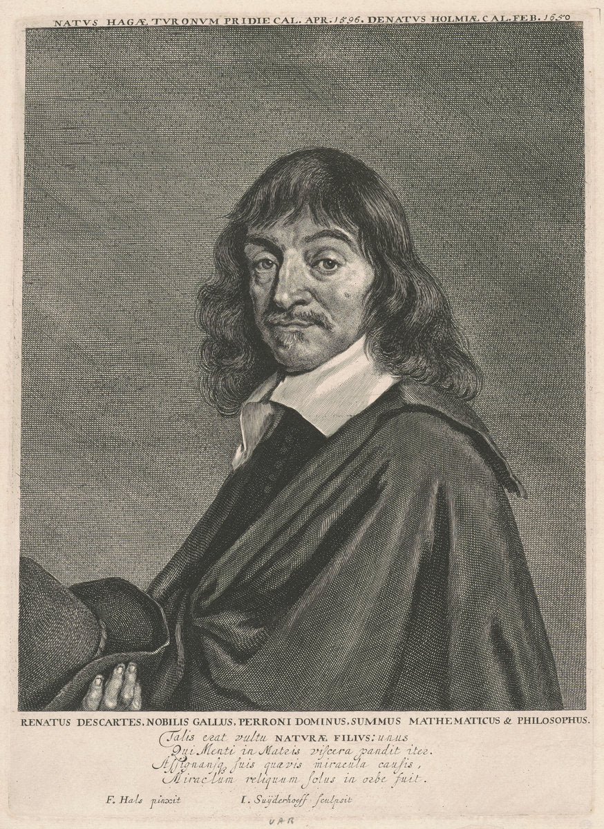 René Descartes by Jonas Suyderhoff, after Frans Hals (Dutch, c. 1613 - 1686), 16X12"(A3)Poster Print