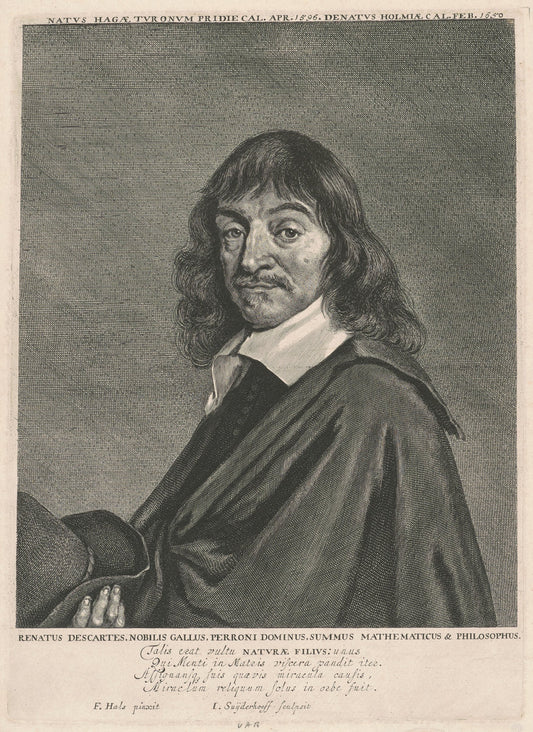 René Descartes by Jonas Suyderhoff, after Frans Hals (Dutch, c. 1613 - 1686), 16X12"(A3)Poster Print
