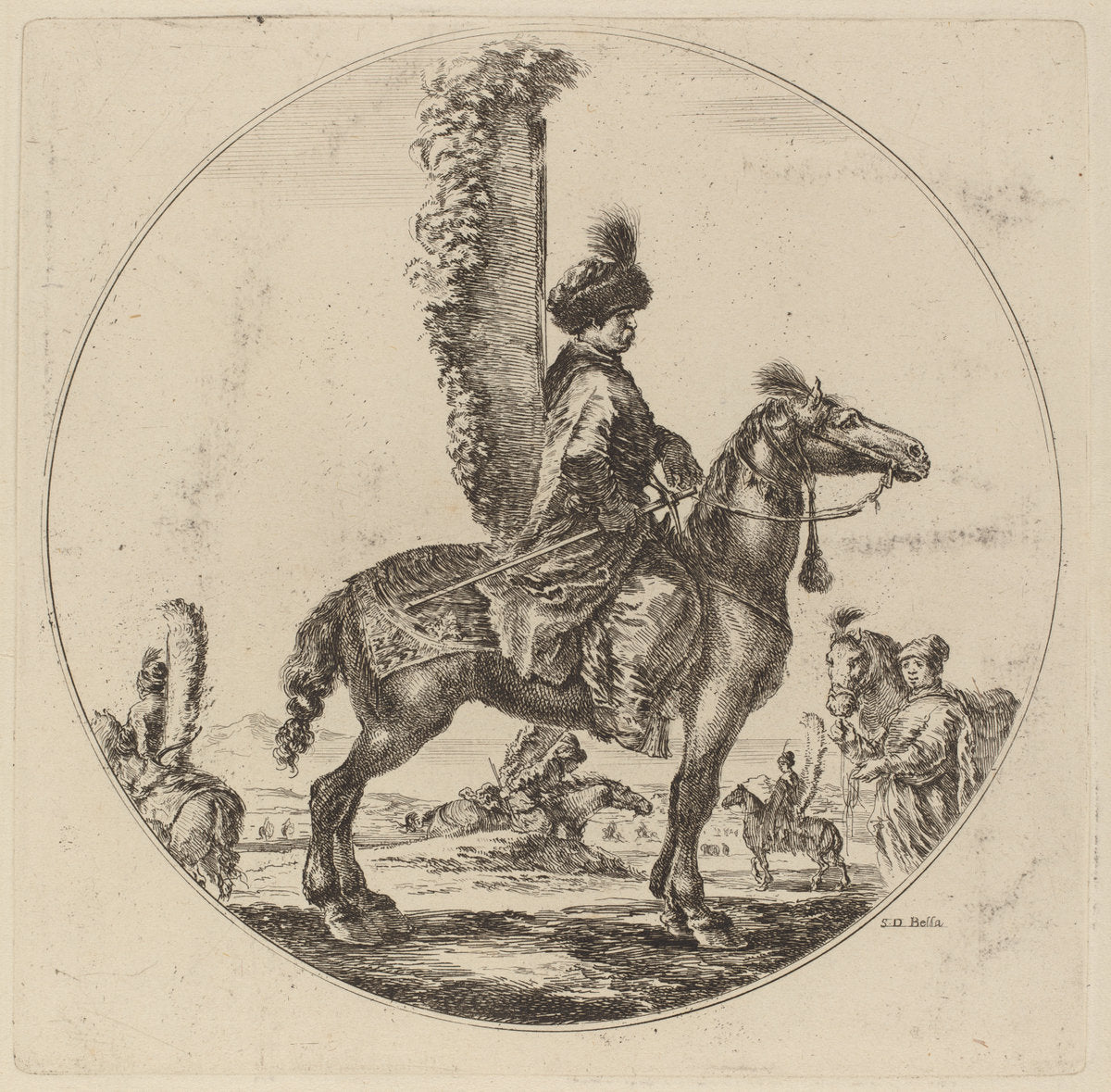 Polish Hussar by Stefano Della Bella (Italian, 1610 - 1664), 16X12"(A3)Poster Print