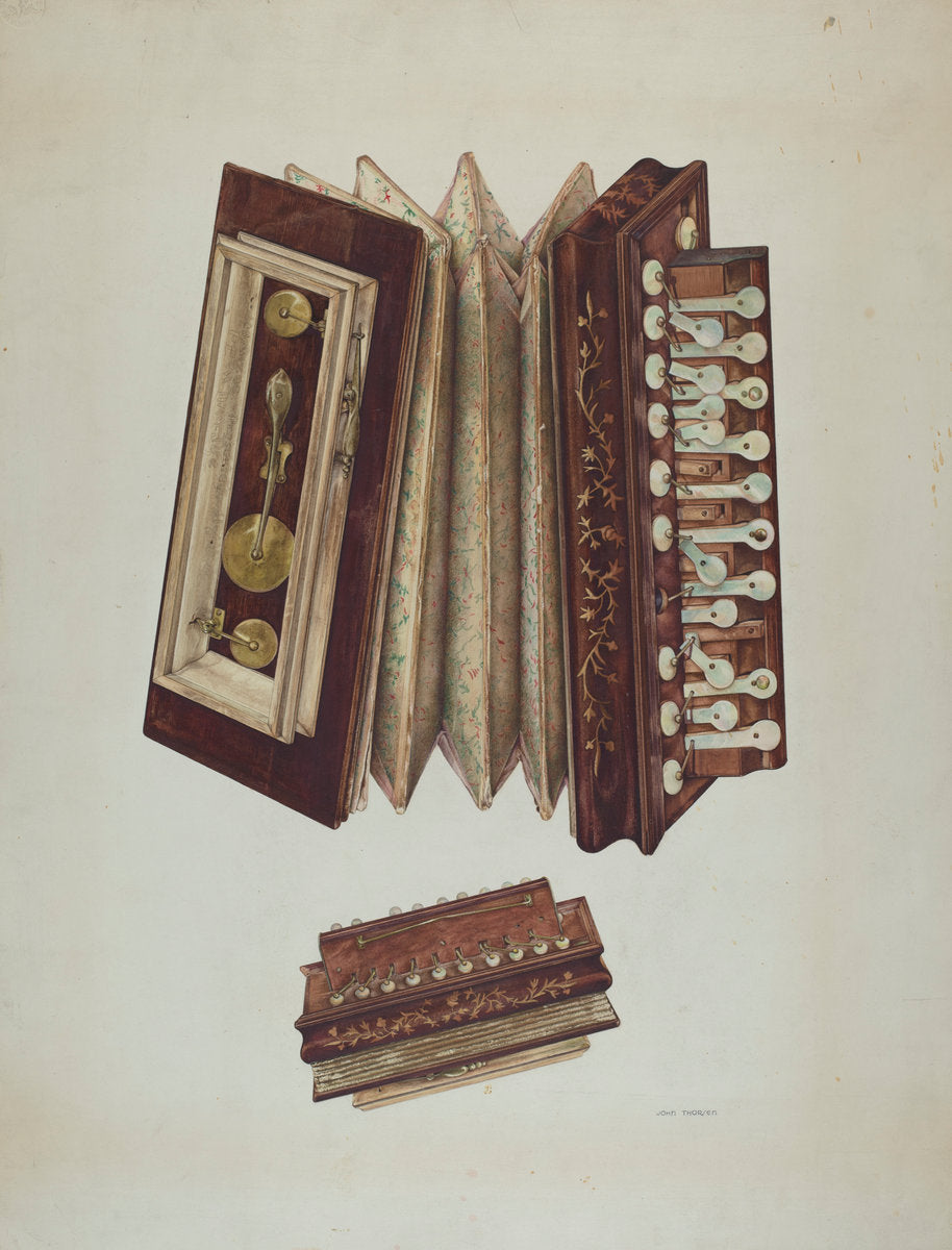 Woman's Accordian by John Thorsen (American, active c. 1935), 16X12"(A3)Poster Print