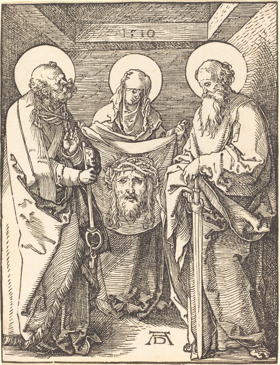 Saint Veronica between Saints Peter and Paul by Albrecht Dürer (German, 1471 - 1528), 16X12"(A3)Poster Print