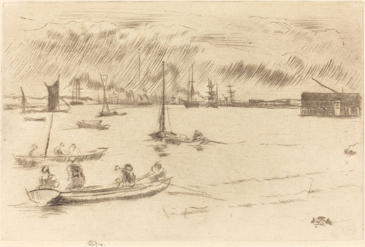 The Thames Towards Erith by James McNeill Whistler (American, 1834 - 1903), 16X12"(A3)Poster Print