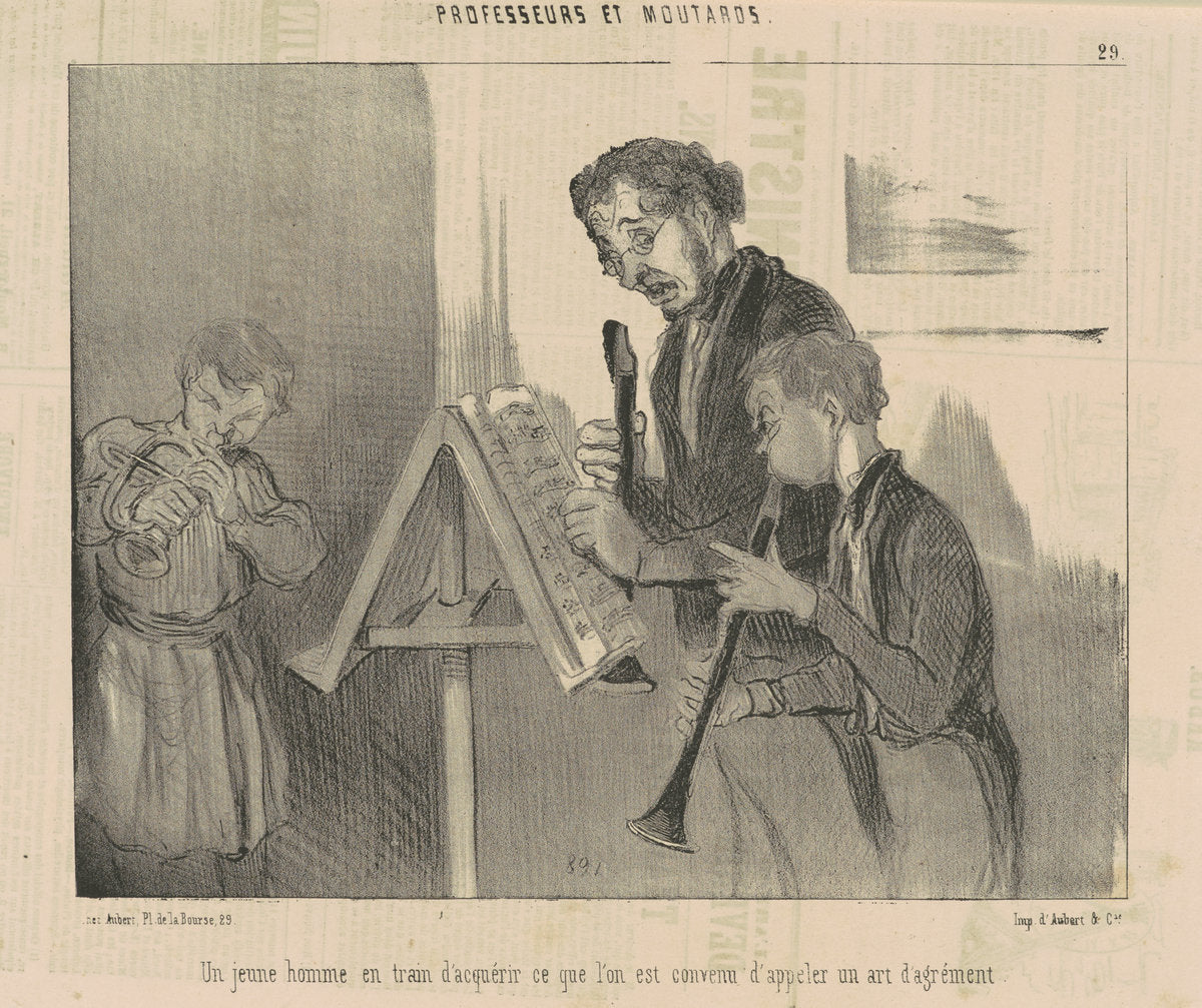 Un jeune homme en train d'acquérir ... un art d'agrément by Honoré Daumier (French, 1808 - 1879), 16X12"(A3)Poster Print